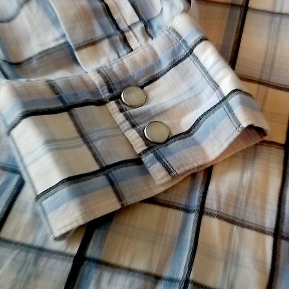 Bullhead Blue Plaid Western Pearl Snap Shirt size XXL - Picture 5 of 7